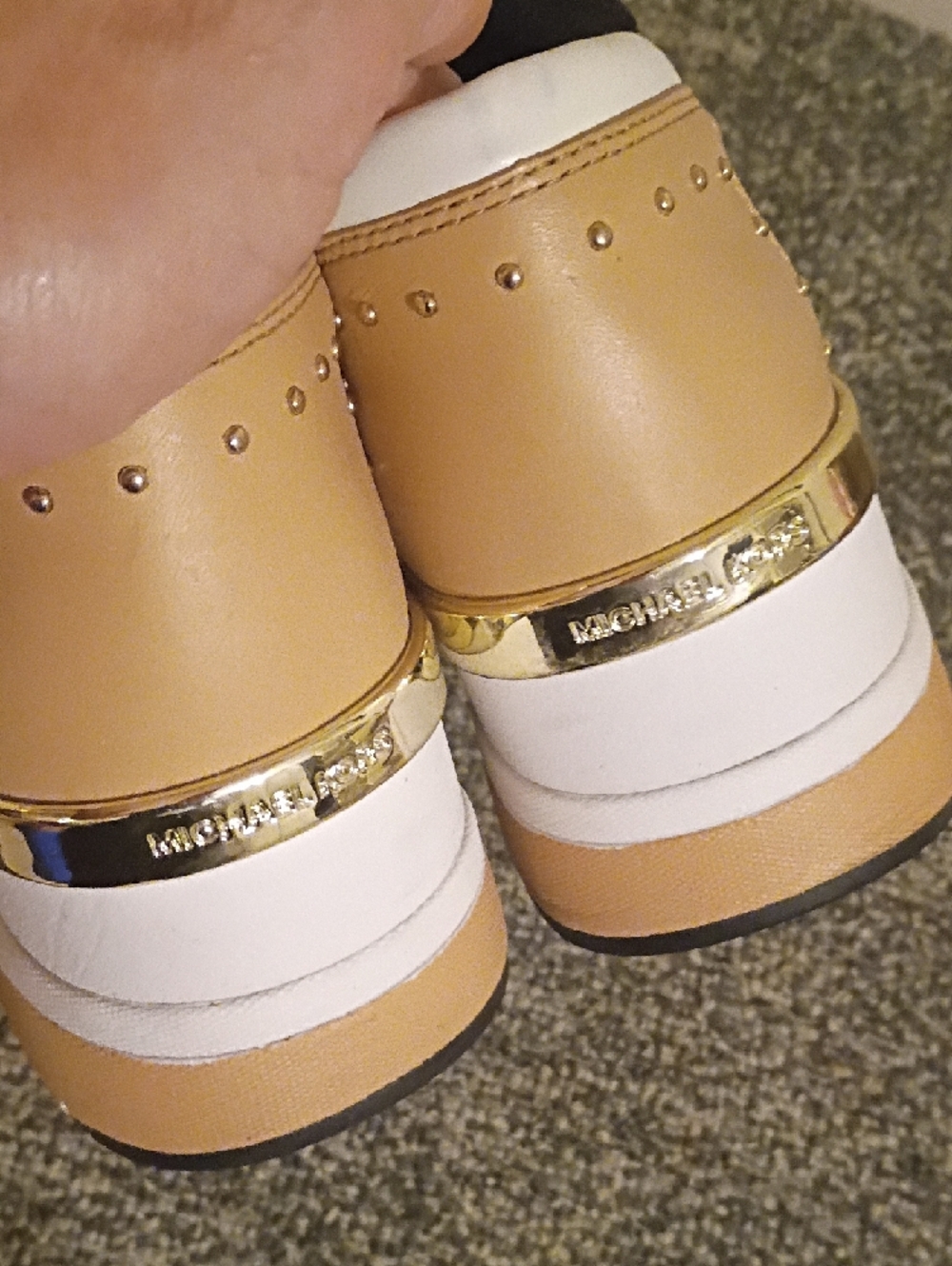 Michael Kors Felix Black Slip-On Sneakers with Gold Accent Wedge Heel Size 9.5 - Picture 4 of 11